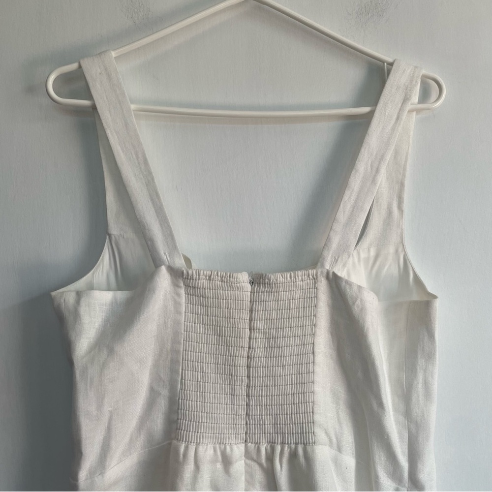 Reformation Delia Linen Dress White Bubble Skirt Square Neck Drop Waist Size 10 - Picture 6 of 12